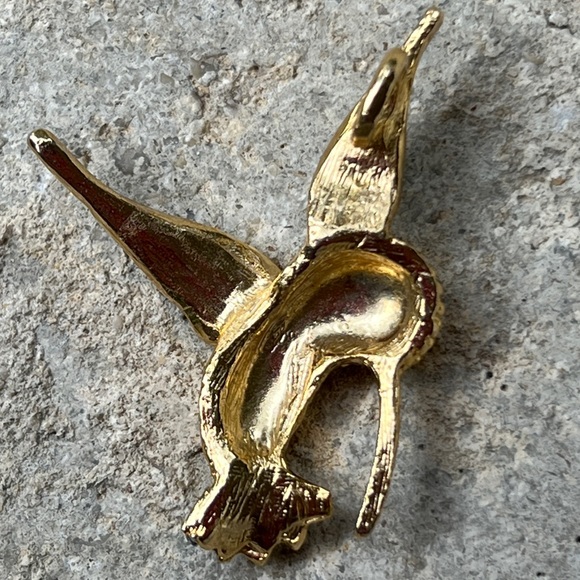 Hummingbird pendant gold green enamel - Picture 3 of 3